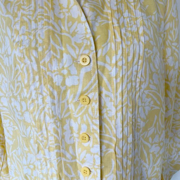 Kim Rogers Size PXL Petite XL Jacket Blazer Yellow Floral Linen 100% Linen - Picture 7 of 16